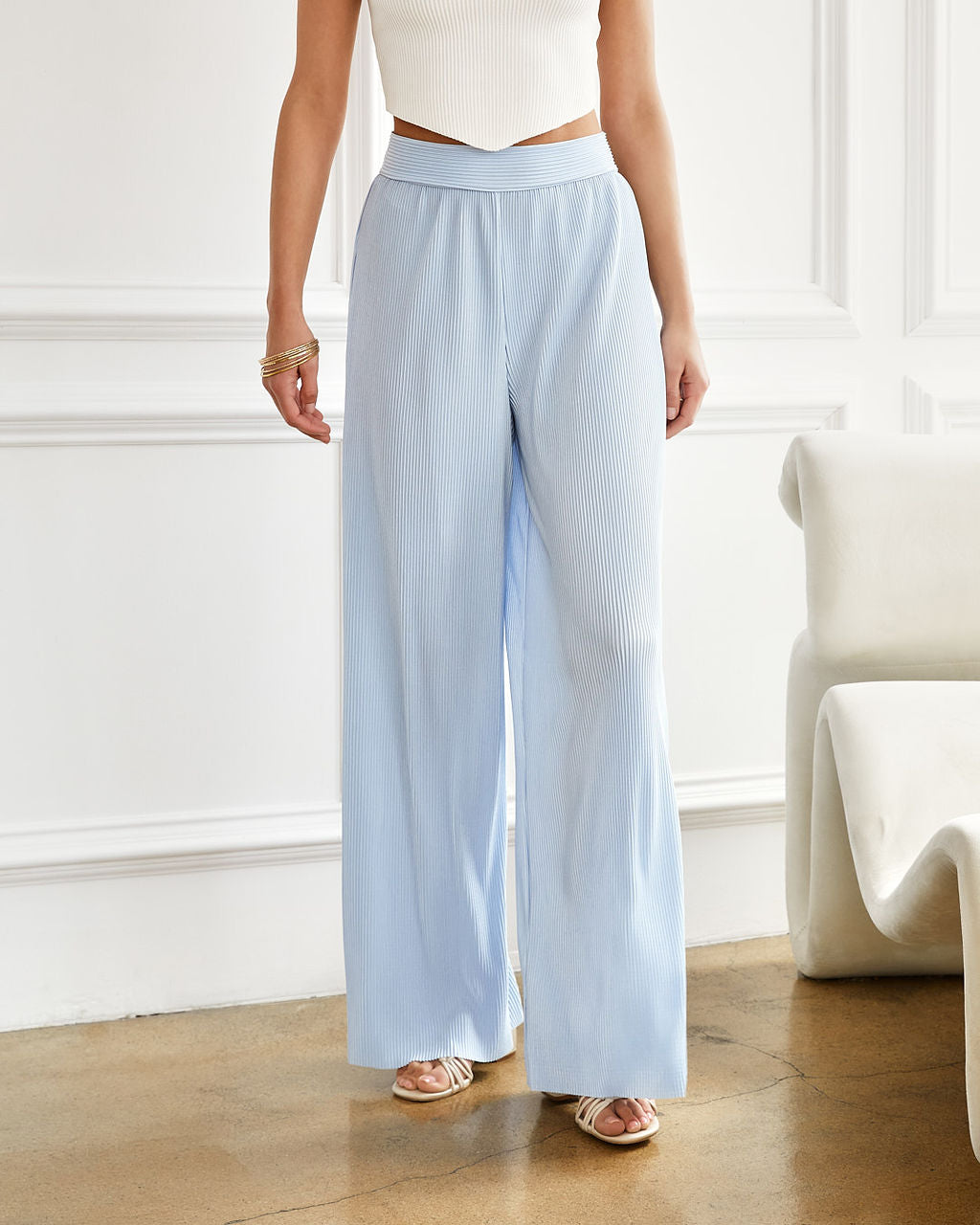 Estellita Plisse Wide Leg Pants-Vogue Logic