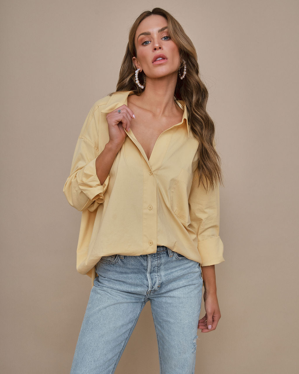 Federica Cotton Button Down Top-Vogue Logic