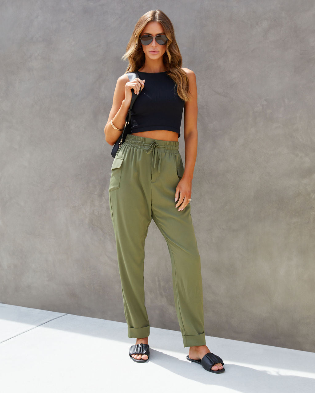 Hey Jane Drawstring Cargo Joggers-Vogue Logic