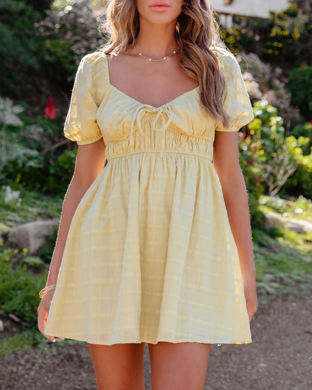 Jayde Puff Sleeve Front Tie Mini Dress-Vogue Logic