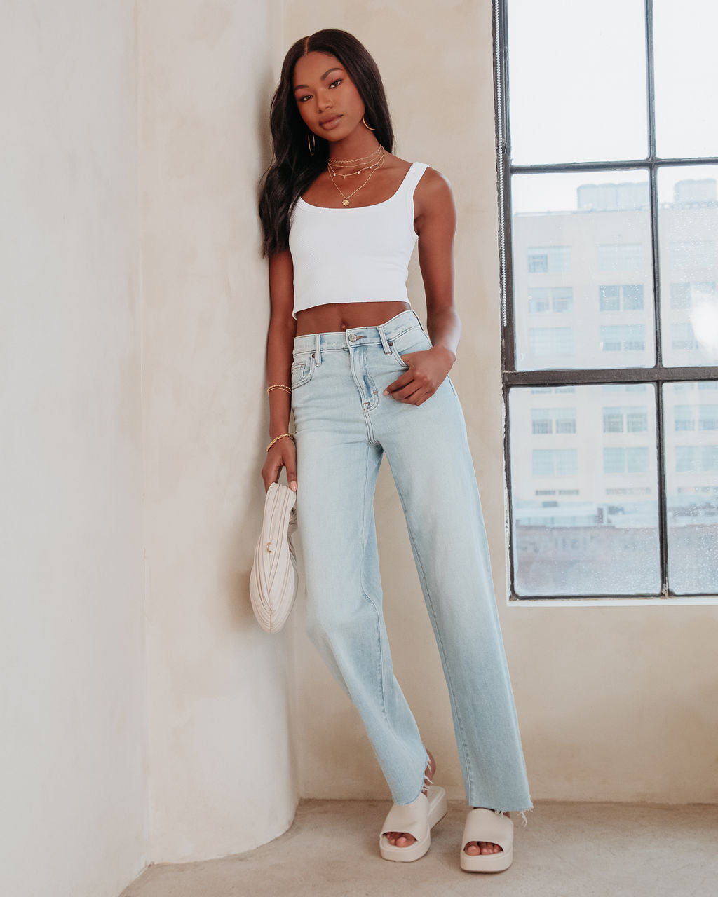 Logan Super Stretch High Rise Relaxed Jeans-Vogue Logic