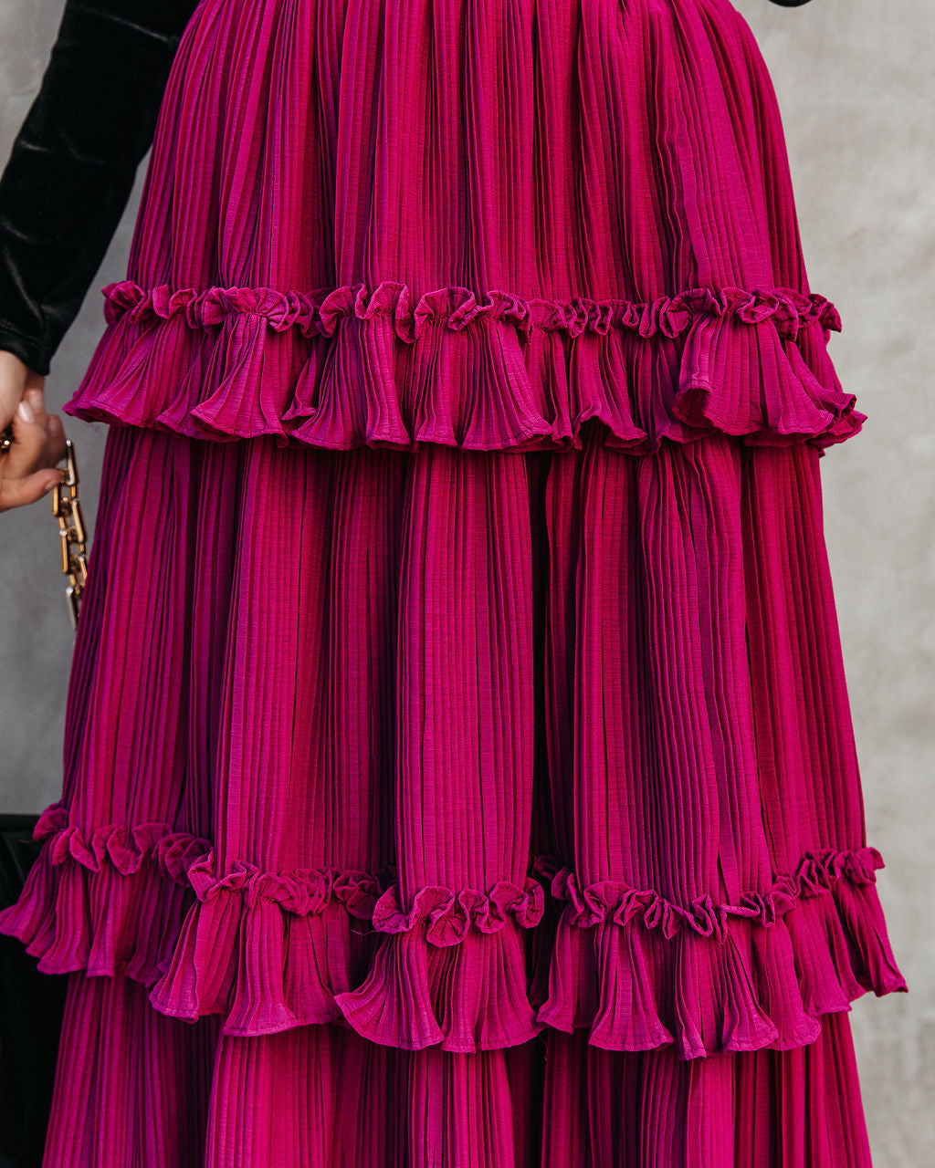 Nasreen Plisse Chiffon Tiered Maxi Skirt-Vogue Logic