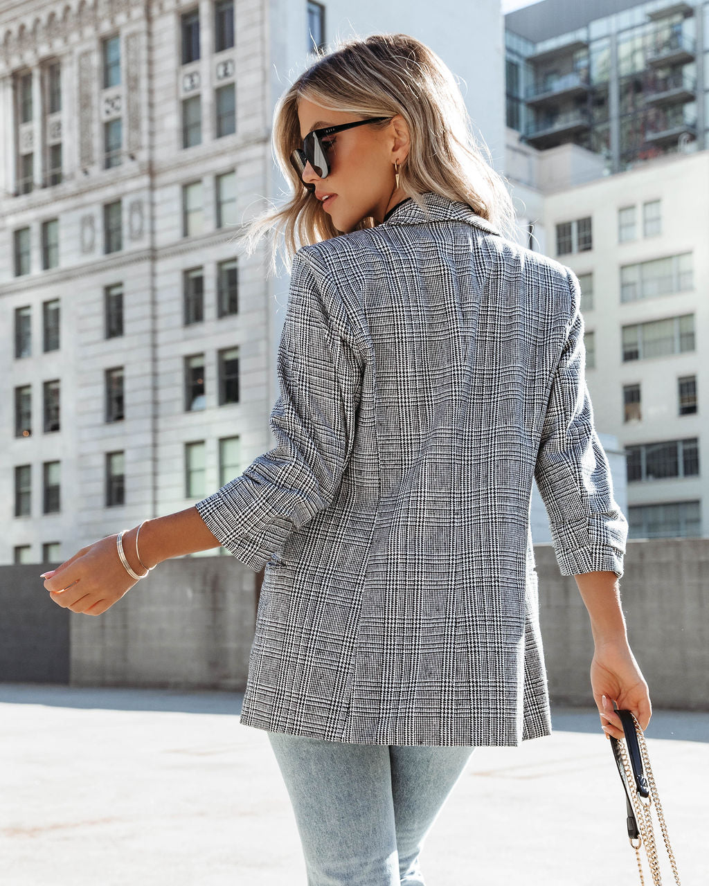 Oxnard Pocketed Houndstooth Blazer-Vogue Logic