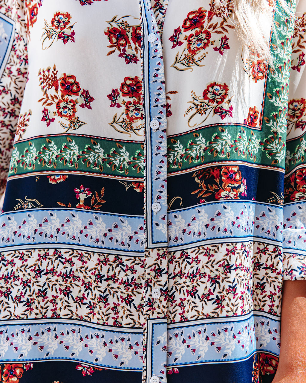 Rochester Printed Satin Button Down Tunic-Vogue Logic