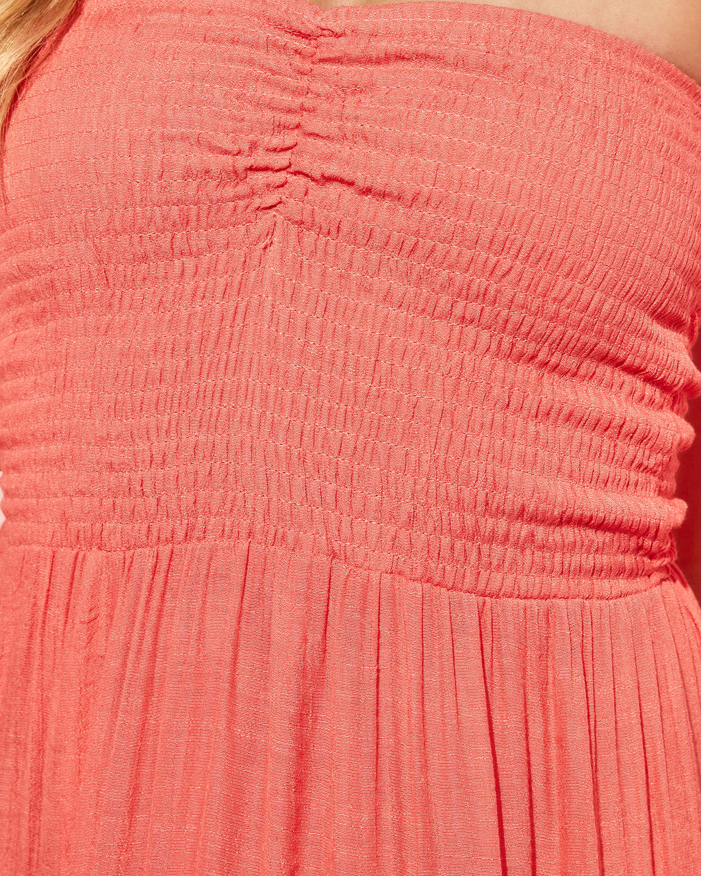 Rosalina Strapless Smocked Tiered Maxi Dress-Vogue Logic