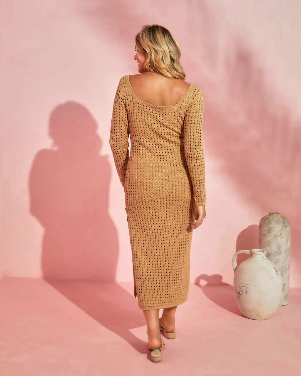 Seychelles Cotton Blend Crochet Knit Midi Dress-Vogue Logic