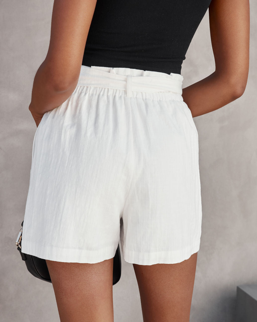 Shawna Cotton Pocketed Paper Bag Shorts-Vogue Logic