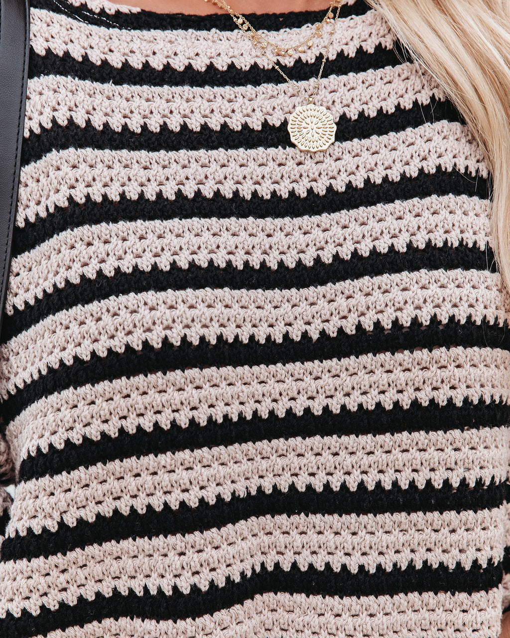 Sidelines Cotton Striped Knit Pullover-Vogue Logic