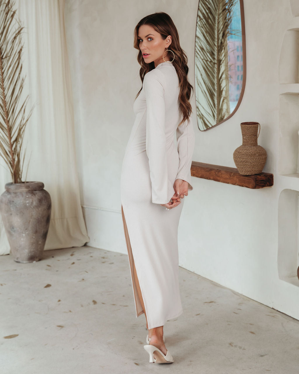Simpson Ribbed Side Slit Maxi Dress-Vogue Logic