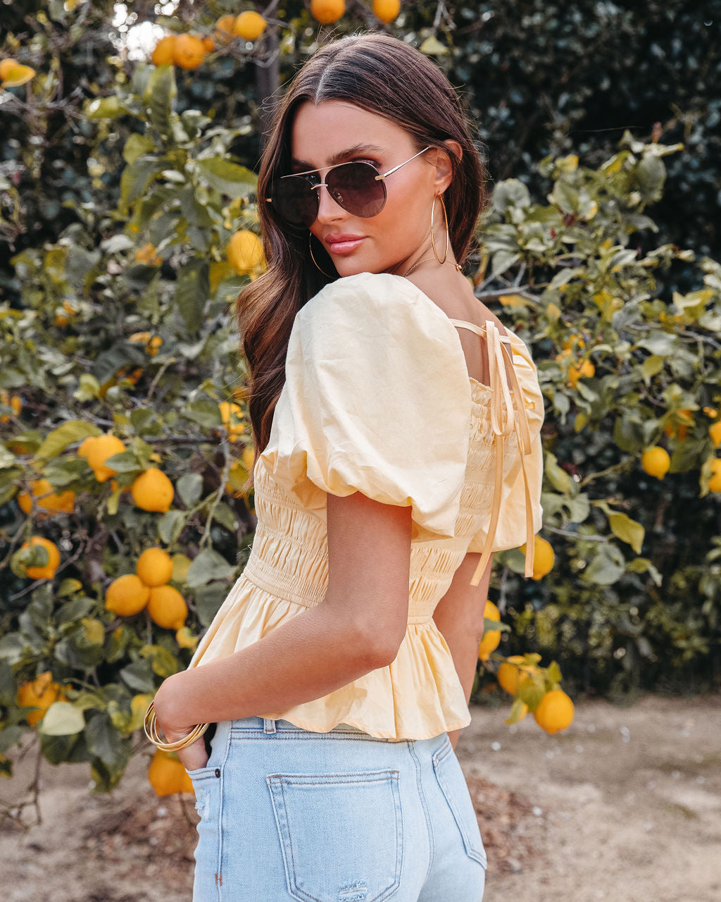 Trysta Cotton Smocked Peplum Top-Vogue Logic