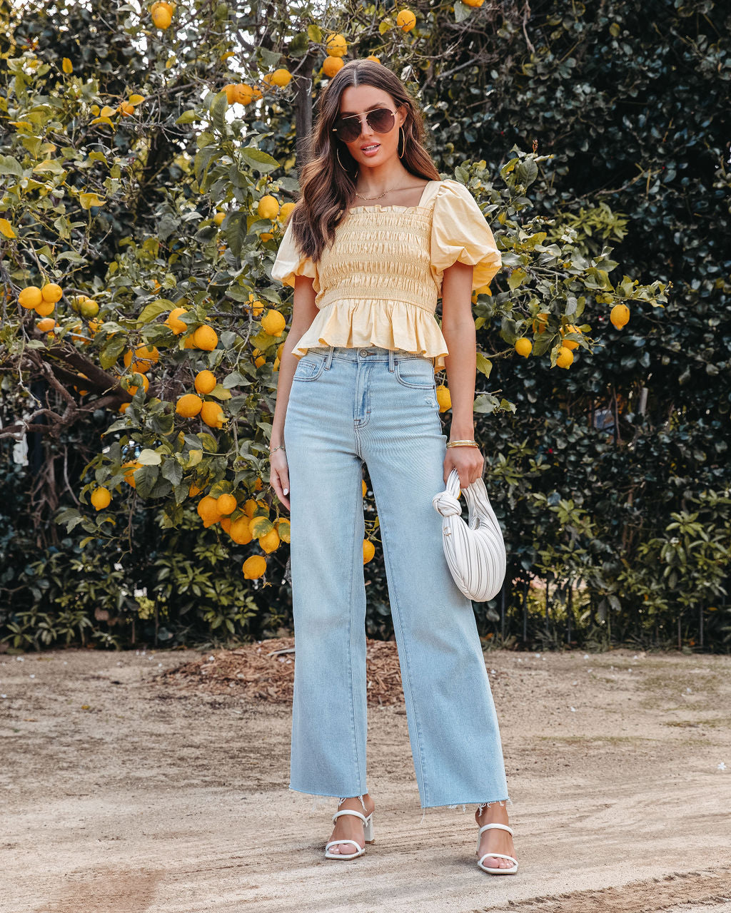 Trysta Cotton Smocked Peplum Top-Vogue Logic