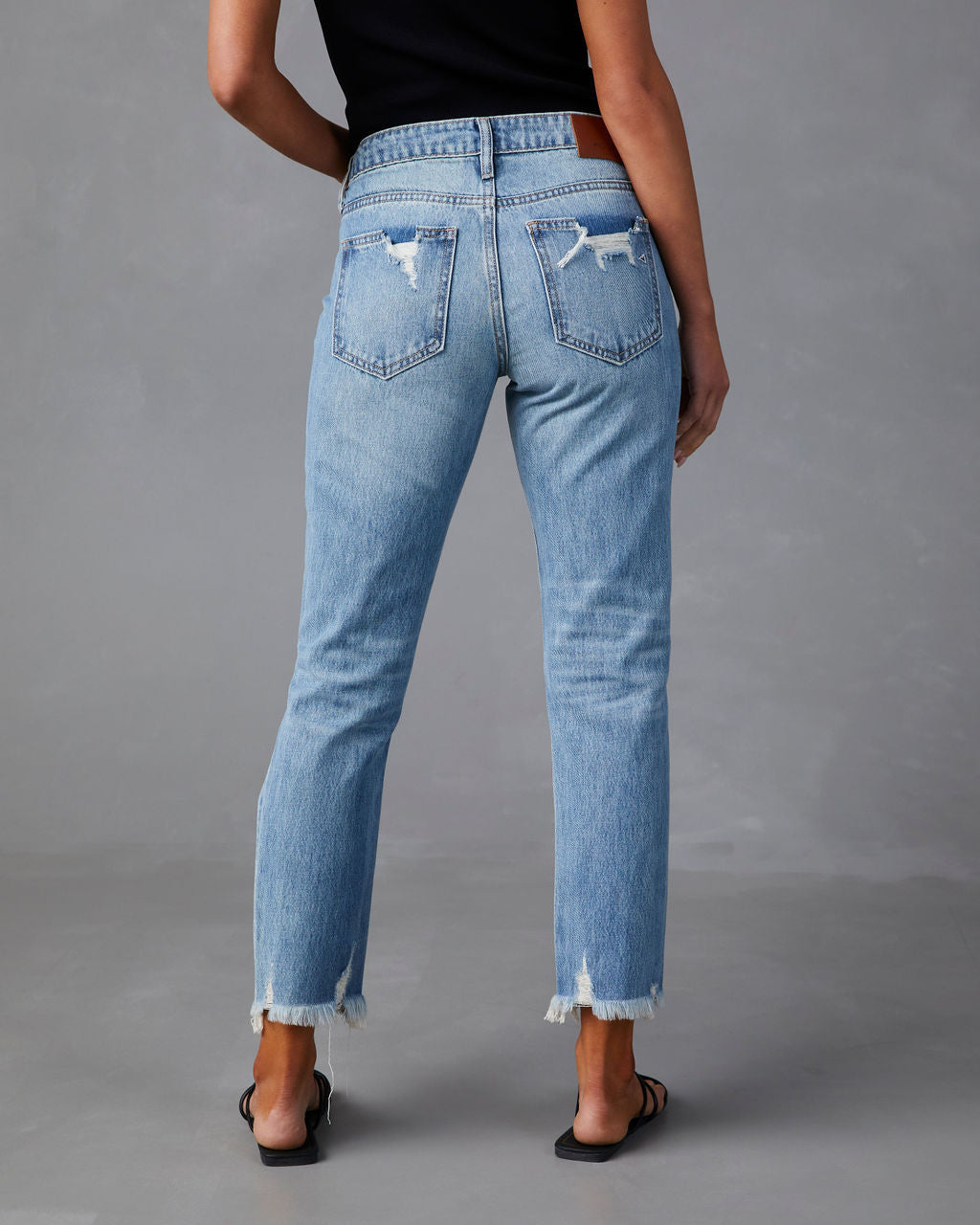 Nila Mid Rise Distressed Boyfriend Jeans-Vogue Logic