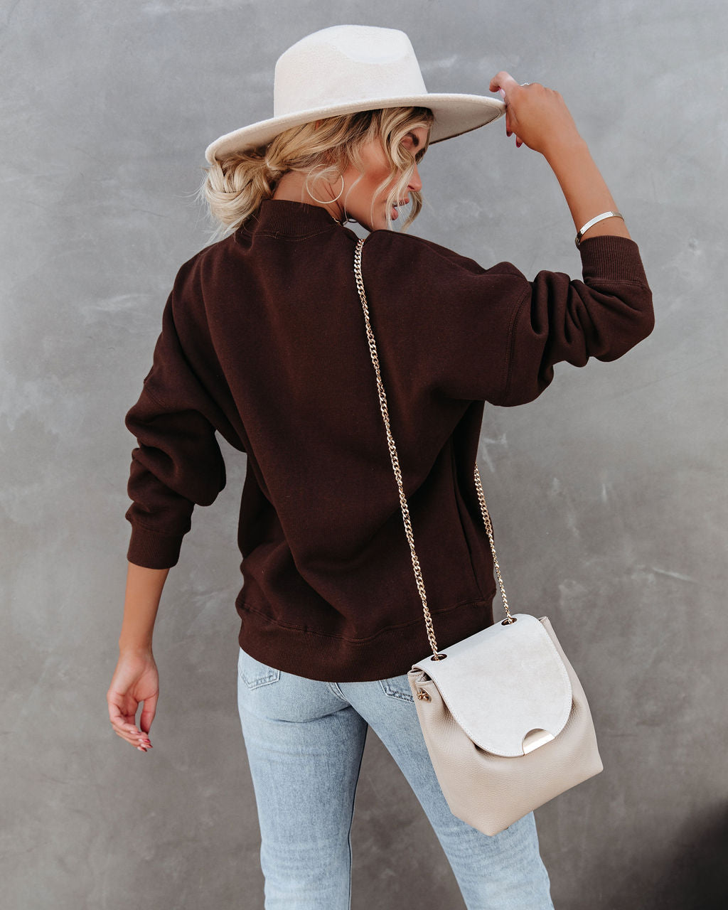 Woah Pocketed Cotton Blend Mock Neck Sweatshirt-Vogue Logic