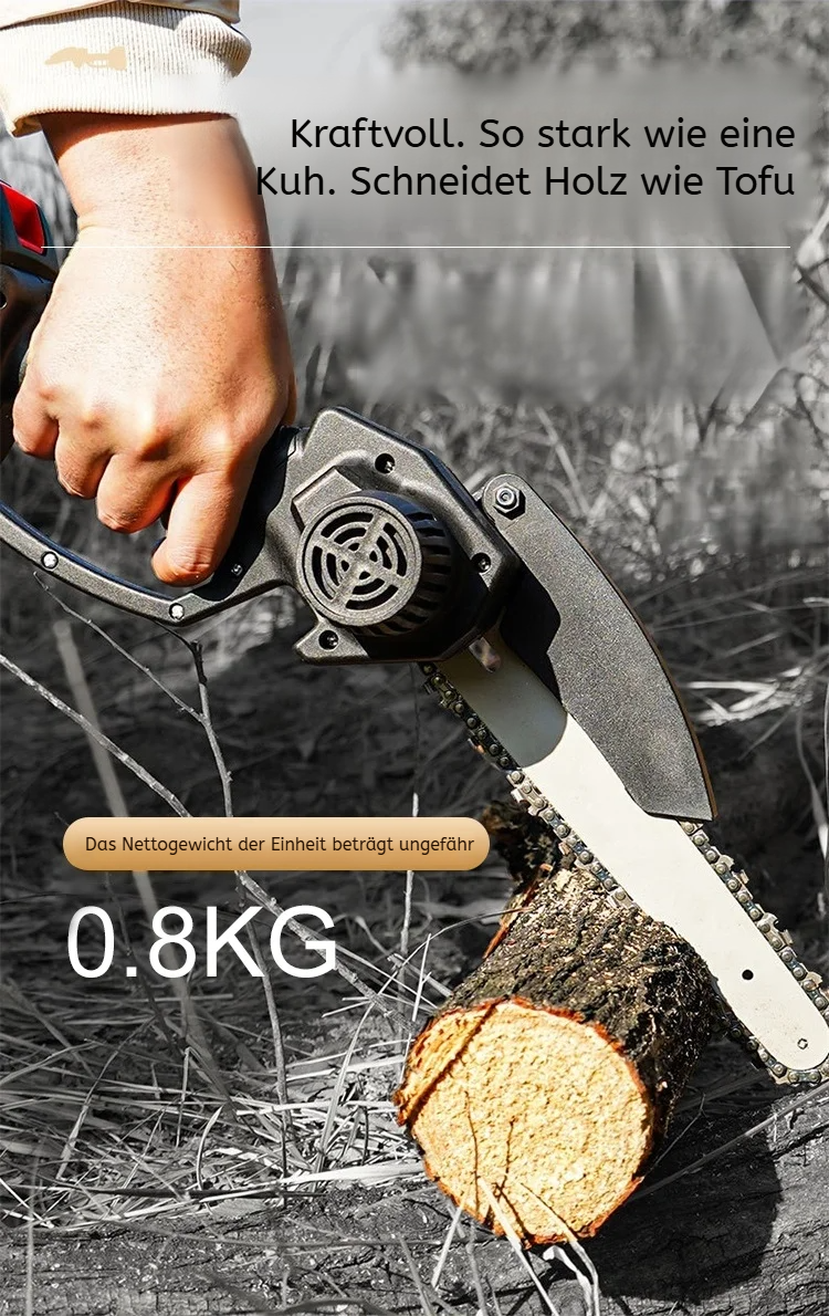 Leichte Mini-Kettensäge für präzises Holzschneiden