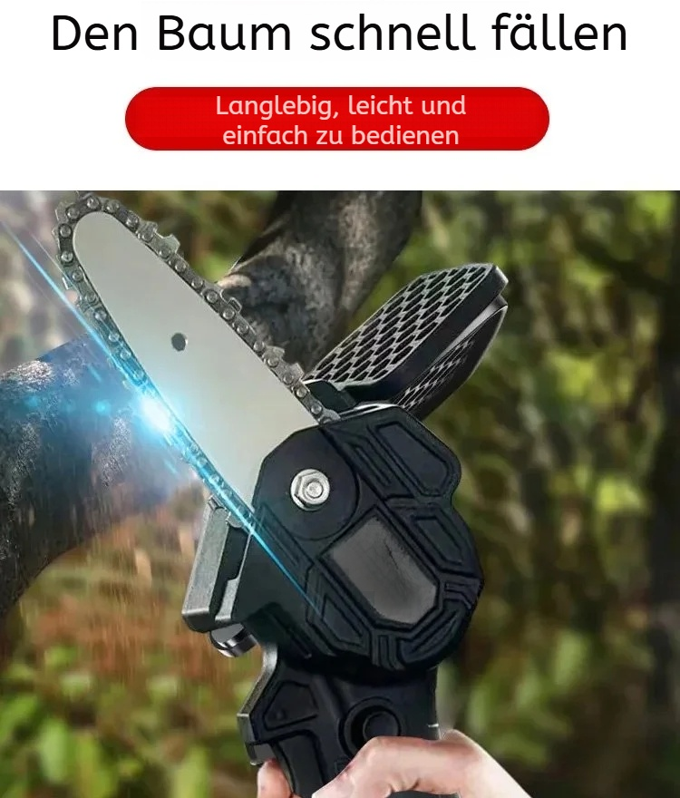 Leistungsstarke Akku-Kettensäge für Baumschnitt