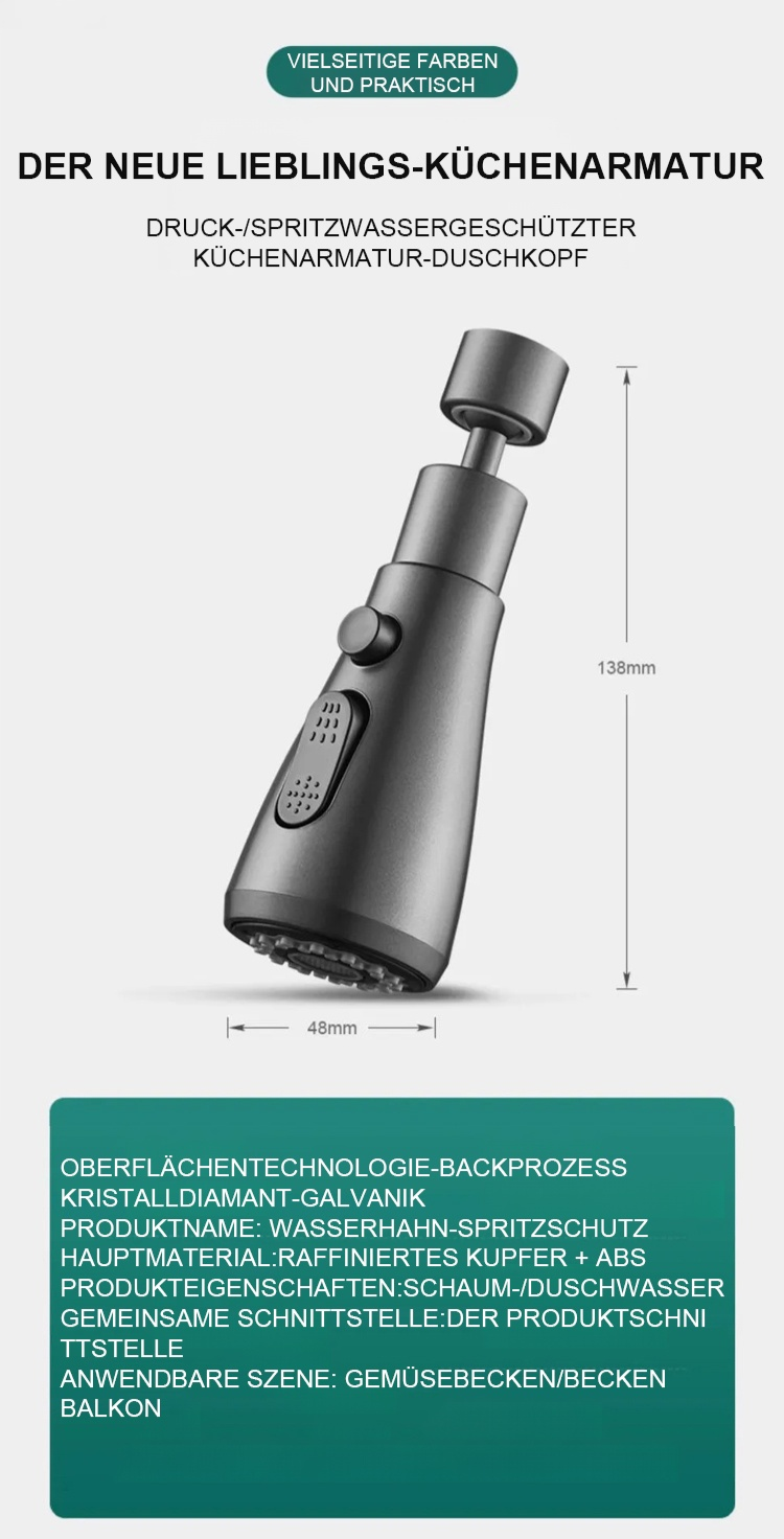 Küchenarmatur mit montierter Spritzschutzverlängerung