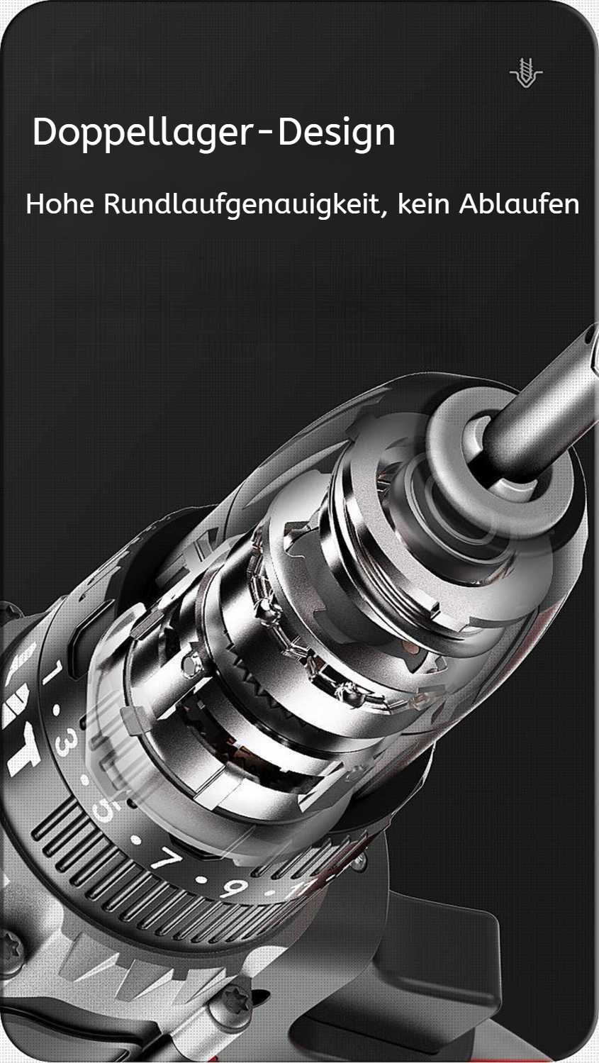 Einfacher Wechsel der Bohrer und Aufsätze