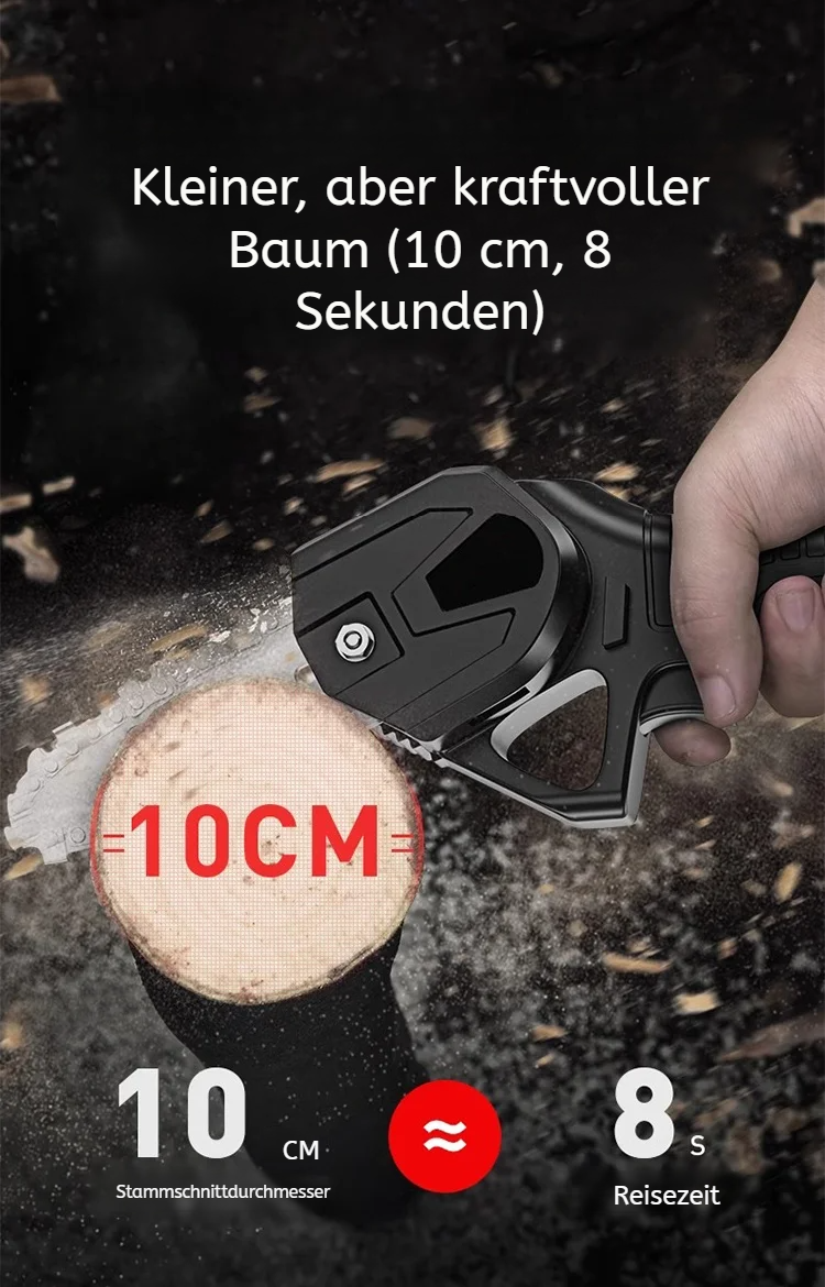 Tragbare Akku-Kettensäge für Gartenarbeiten