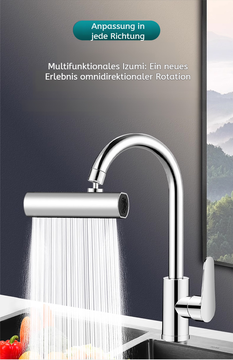 Multifunktionaler drehbarer Wasserhahn mit Wasserfall- und Regendusche-Effekt