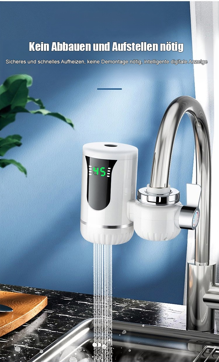 3-Sekunden-Schnellinstallation Warmwasserhahn in moderner Küche