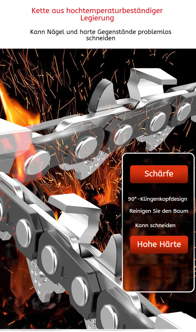Kabellose Akku-Kettensäge mit ergonomischem Griff