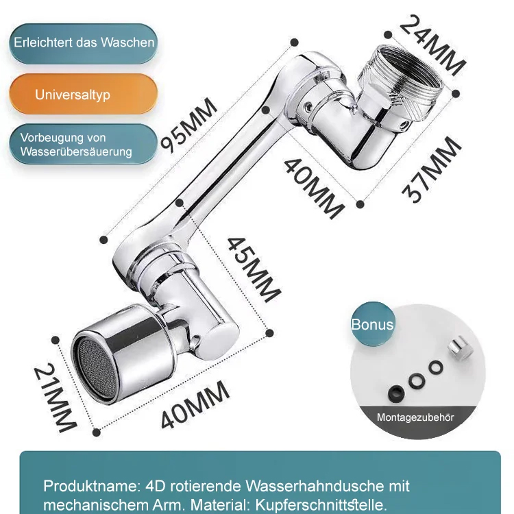 [Multifunktions-Roboterarmverlängerung und -drehung] Spritzschutzhahn