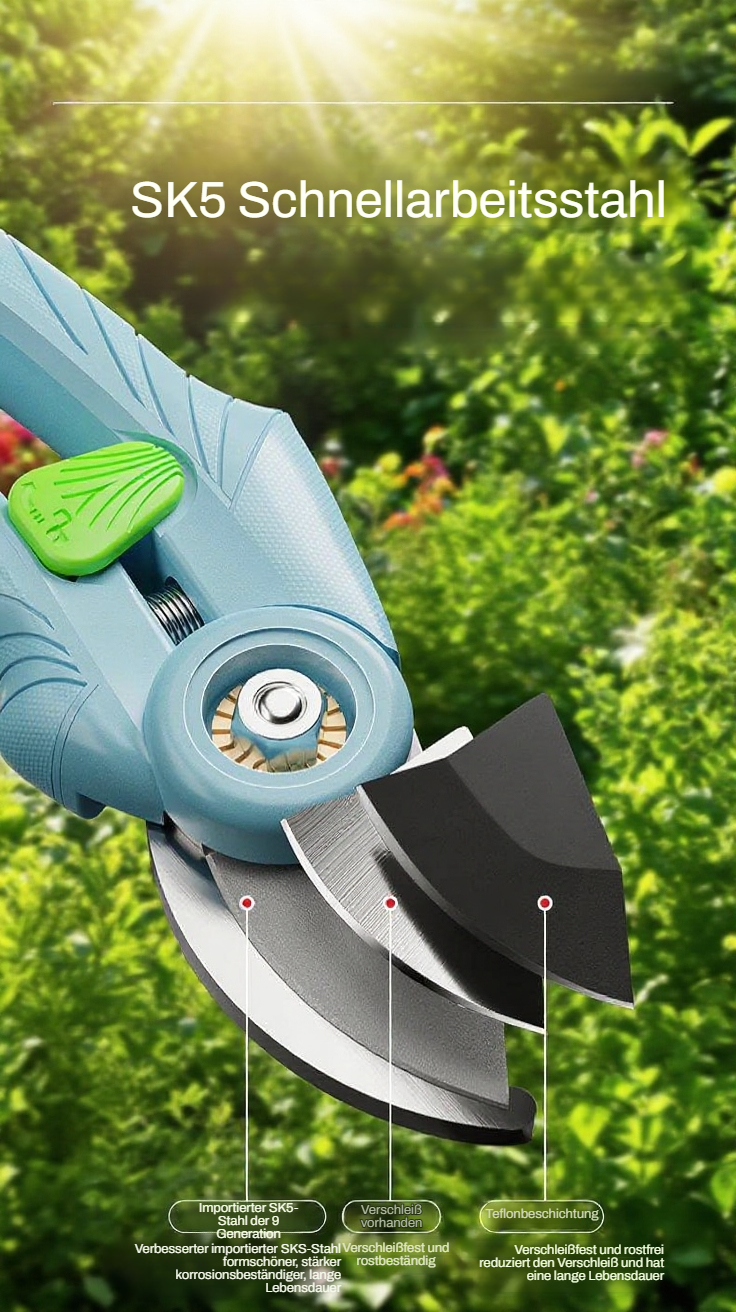 Detailansicht der scharfen Klinge der Gartenschere