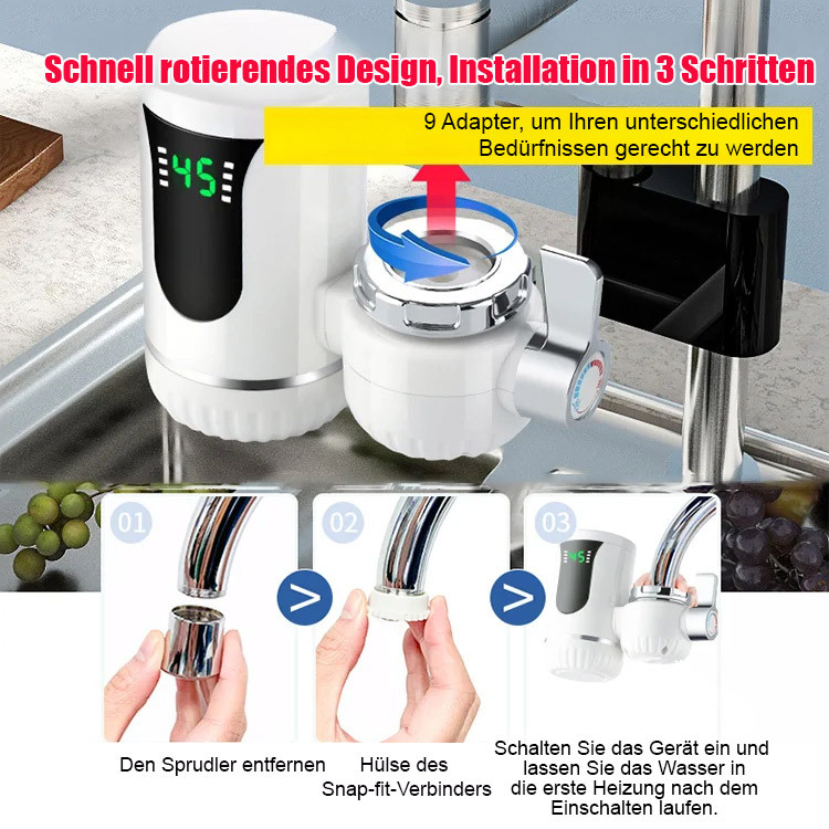 3-Sekunden-Schnellinstallation ohne Hitze Warmwasserhahn