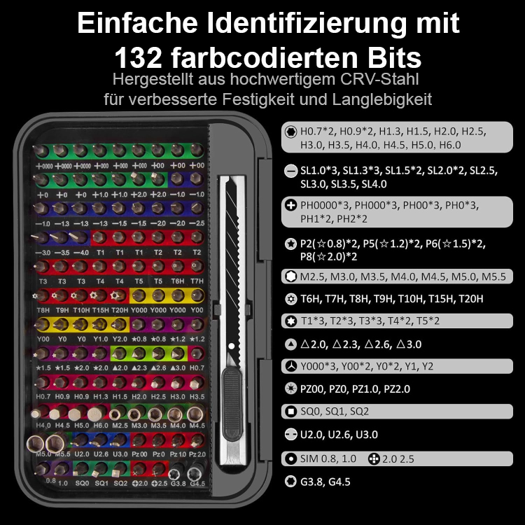 132-teiliger multifunktionaler Schraubendreher-Reparatursatz