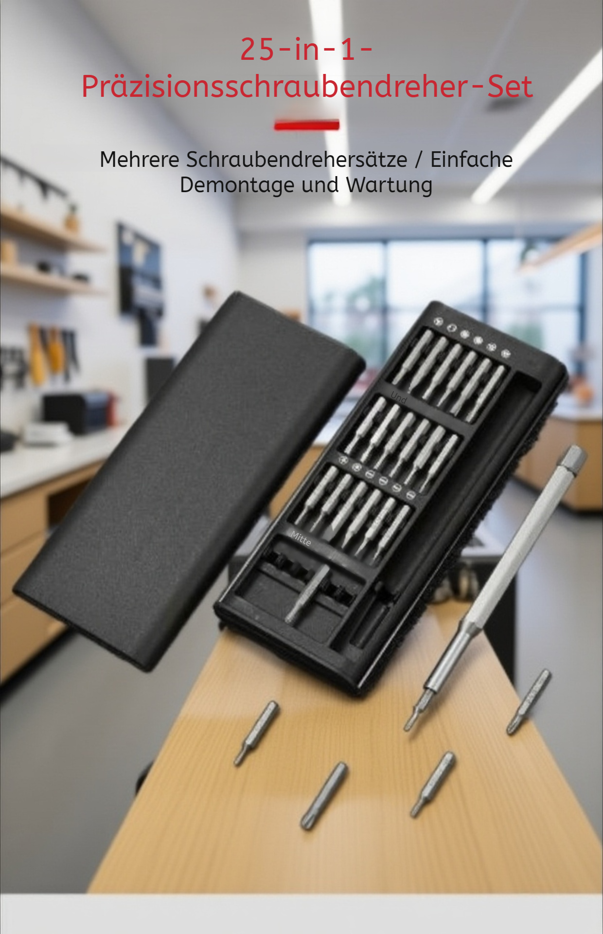 25-teiliges Schraubenzieher-Set mit ergonomischen Griffen