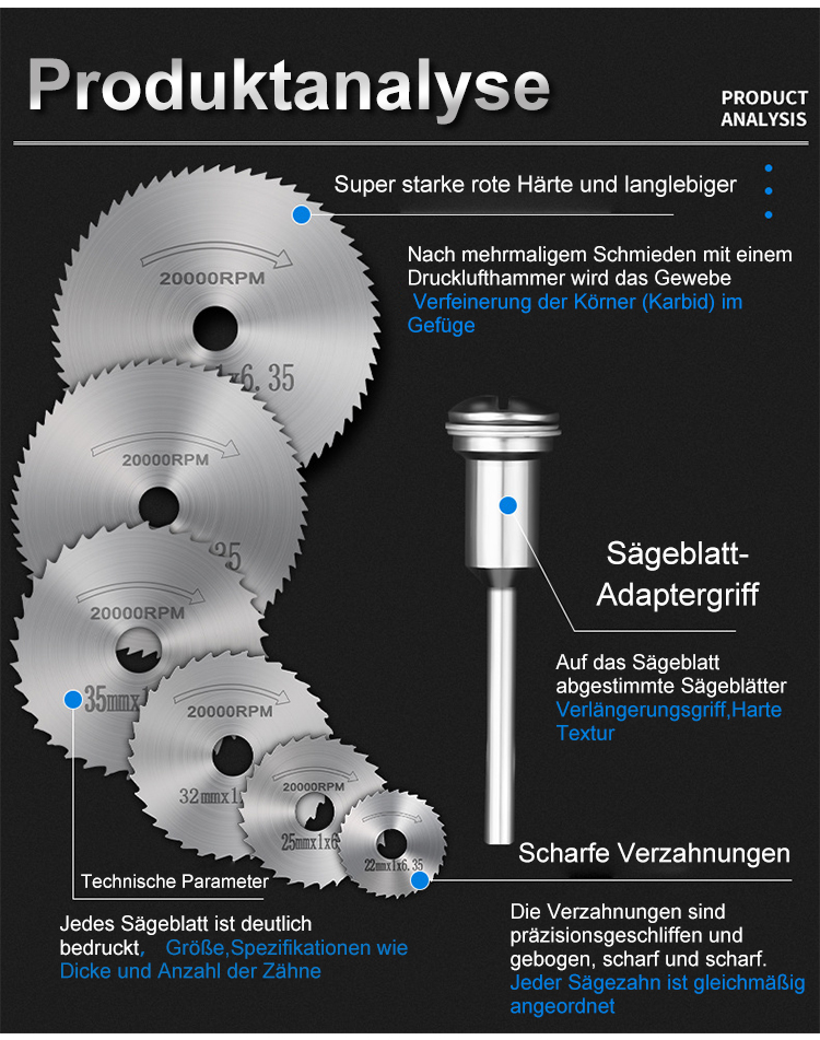 Verschiedene Sägeblätter im Set