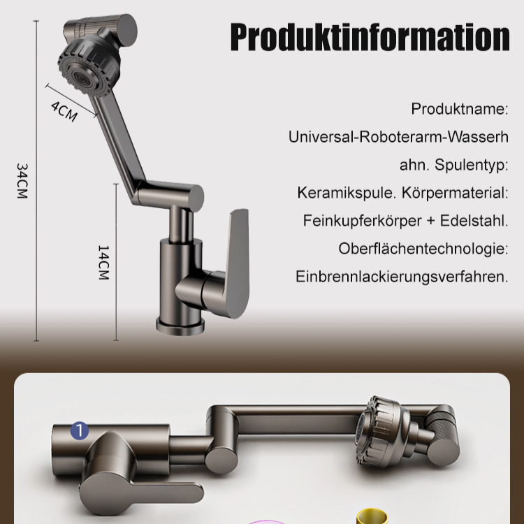 1080° Schwenkbarer Roboterarm Küchenarmatur