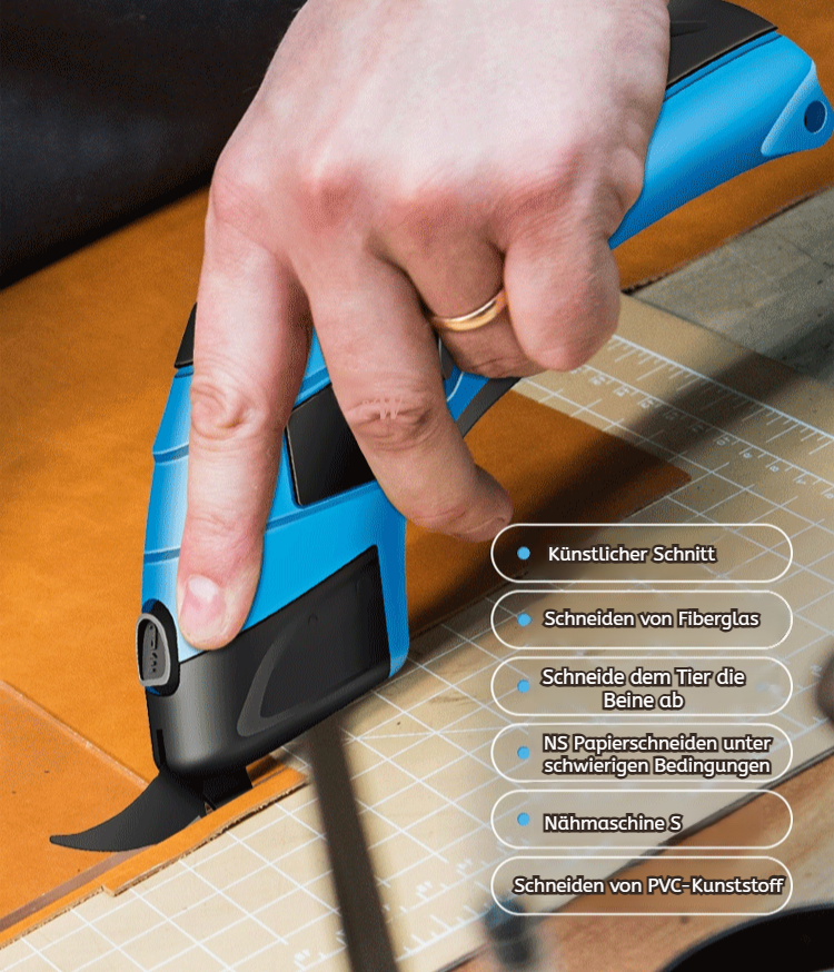 Elektrische Handschere in Aktion beim Schneiden von Ästen