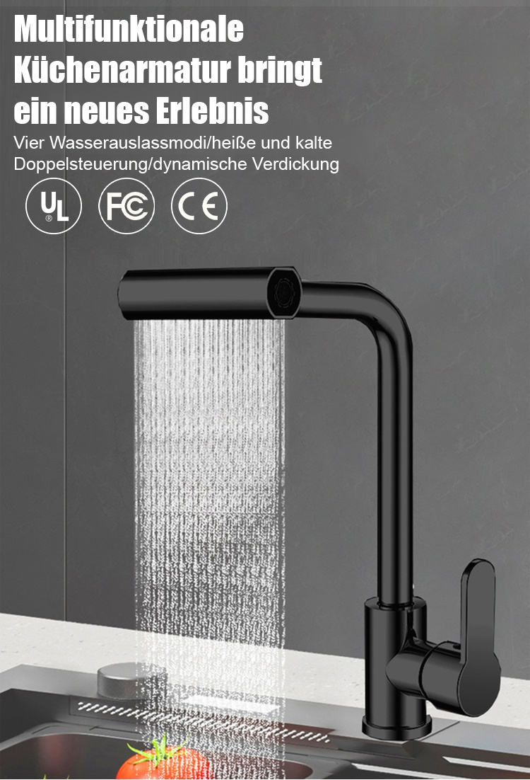 Drehbarer Universal-Ausziehhahn mit Kalt- und Warmwasserfunktion