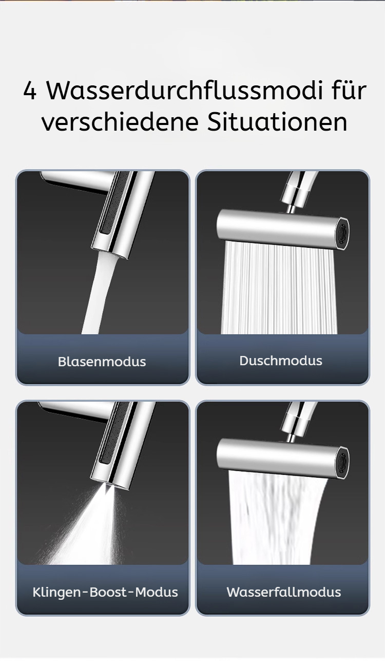 Drehbarer Wasserhahn mit Regendusche-Funktion