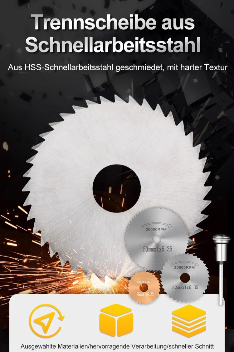 Schnellarbeitsstahl-Sägeblatt Set für elektrische Schleifmaschine