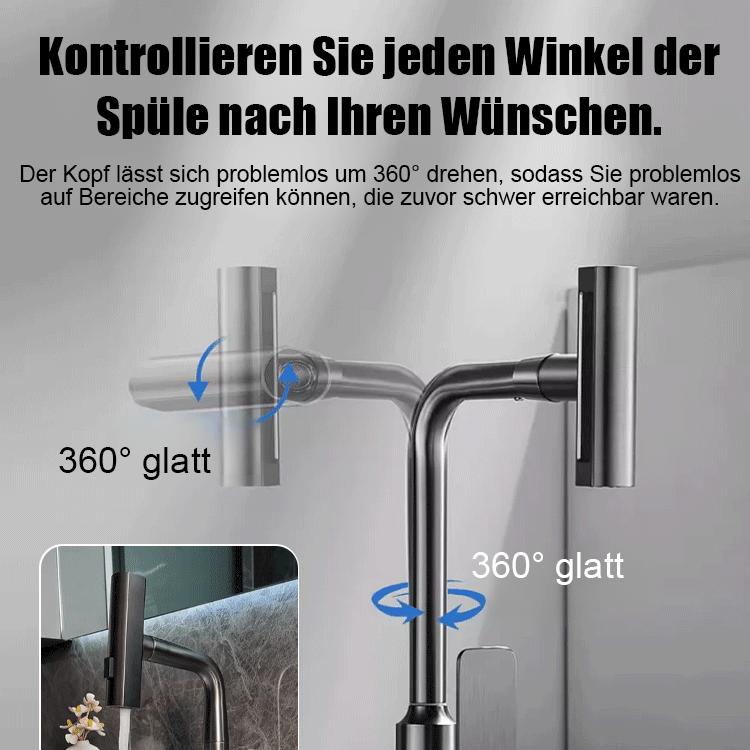 Kalt-warm drehbarer Universal-Ausziehhahn.