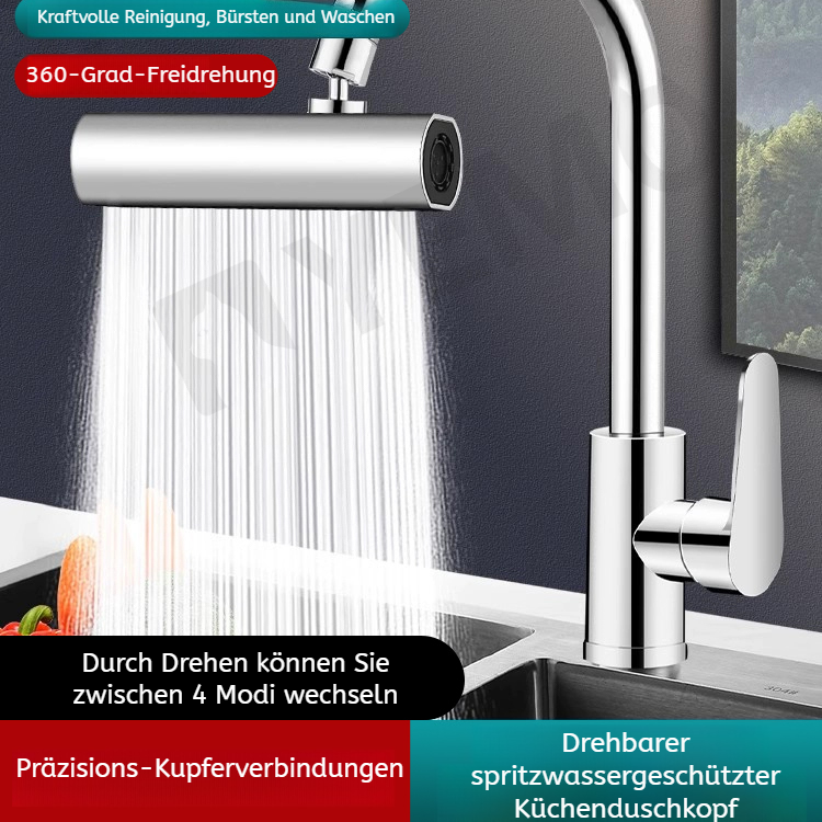 Multifunktionaler drehbarer Wasserhahn mit Wasserfall- und Regendusche-Effekt