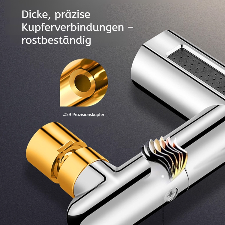 Multifunktionaler drehbarer Wasserhahn mit Wasserfall- und Regendusche-Effekt