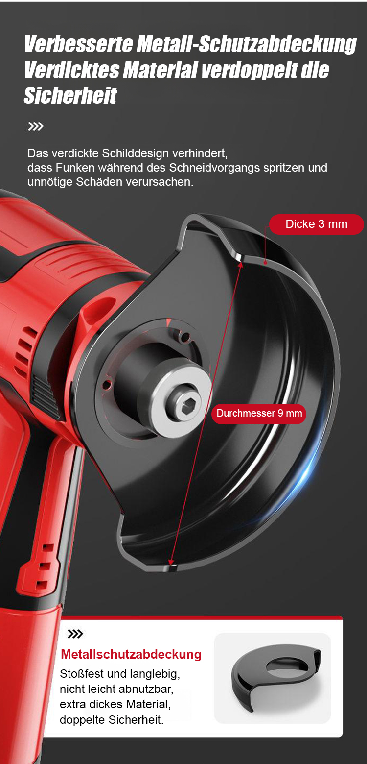 Kabelloser Akku-Winkelschleifer mit ergonomischem Griff