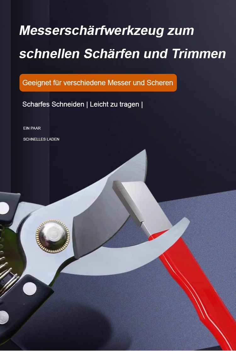 Tragbares Handschärfgerät für Gartenscheren in der Hand gehalten