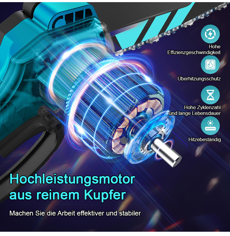 Effiziente Akku-Kettensäge für Heimwerker