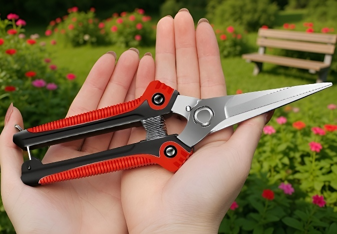 Detailansicht der präzisen Schneidklinge der Gartenschere