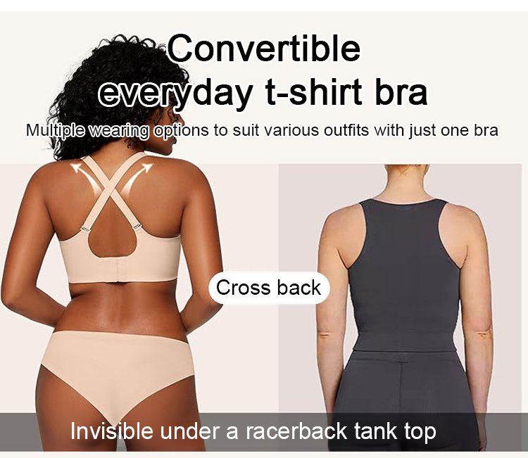 Side profile of woman wearing seamless bra