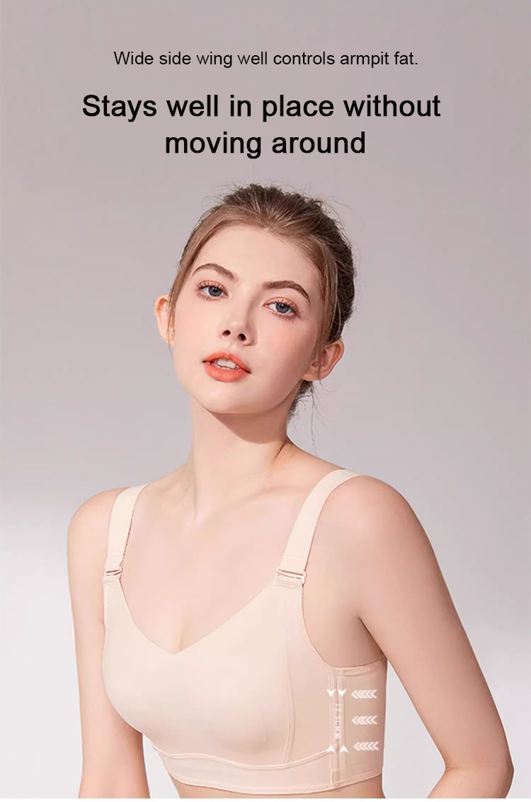 Breast minimizer bra side profile