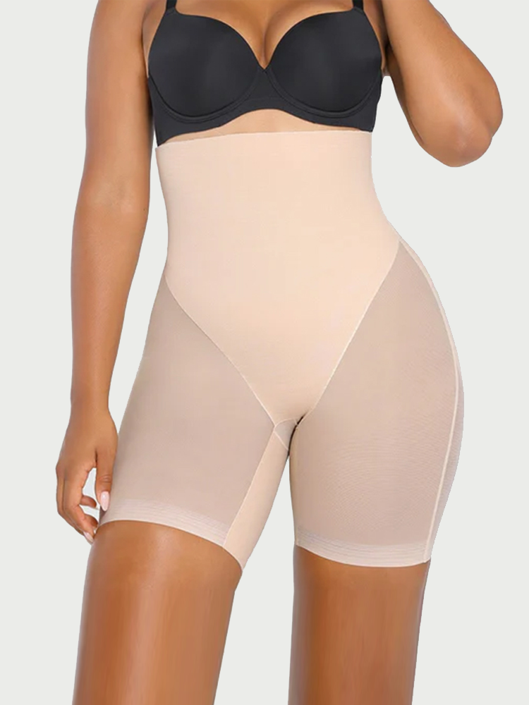 [Secret of the S-curve] Smooth mesh hip-lifting and tummy-control pants
