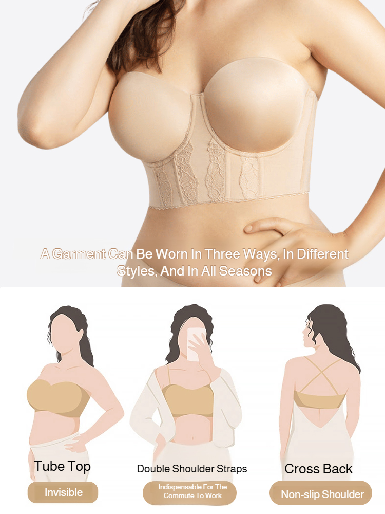 Nahtloser Spitzen-BH mit Push-up-Effekt und Bustier-Design