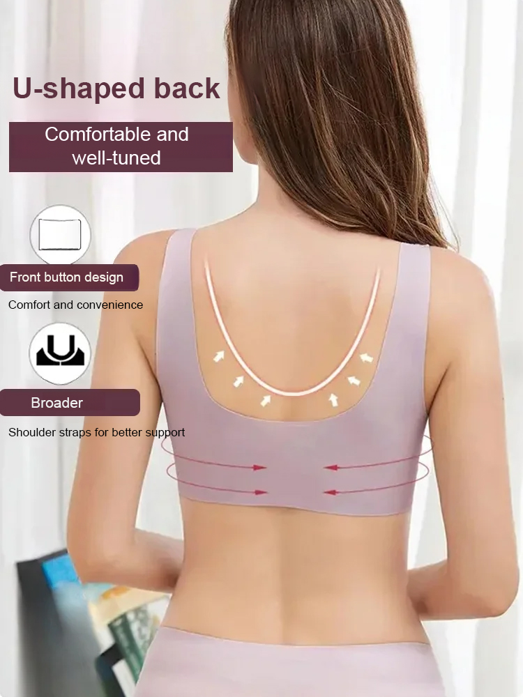 Front-clasp seamless ice silk bra