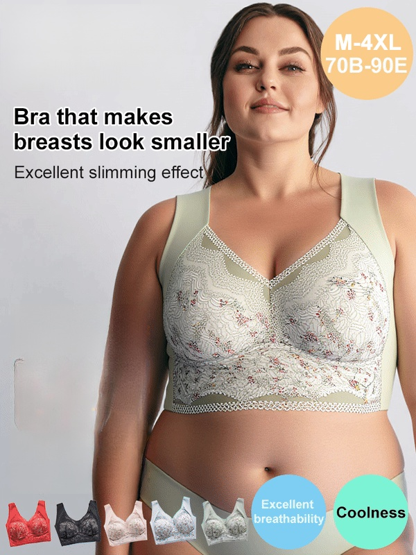 -Small floral ice silk seamless back bra