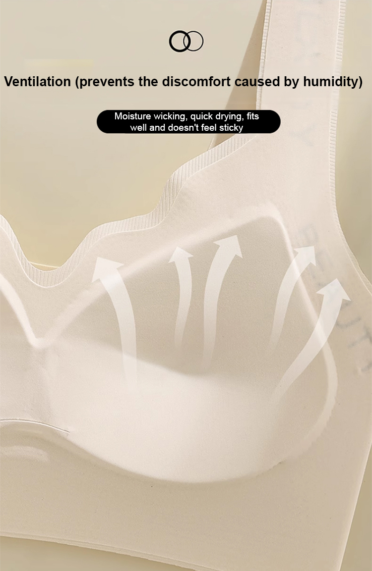 Model wearing letter shoulder strap seamless underwear